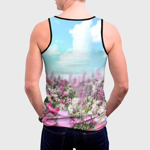 Мужская майка без рукавов Единорожка в цветочках / 3D-Черный – фото 4
