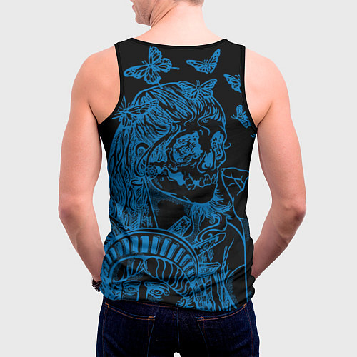 Мужская майка без рукавов Metallica - skeleton and butterflies / 3D-Черный – фото 4