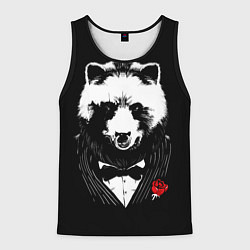 Майка-безрукавка мужская Панда в черном костюме, цвет: 3D-черный