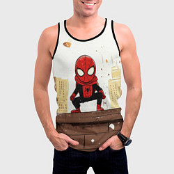 Майка-безрукавка мужская Мини человек-паук, цвет: 3D-черный — фото 2