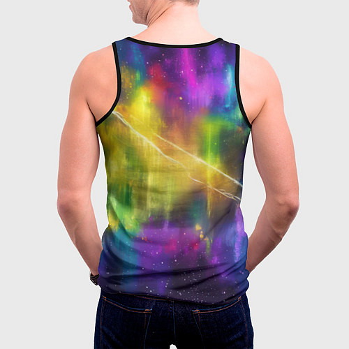 Мужская майка без рукавов Человек - паук радужные краски / 3D-Черный – фото 4