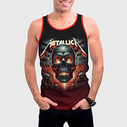Майка-безрукавка мужская Metallica - fire skull, цвет: 3D-красный — фото 2