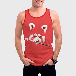 Майка-безрукавка мужская Красная панда с кисточкой в зубах, цвет: 3D-красный — фото 2