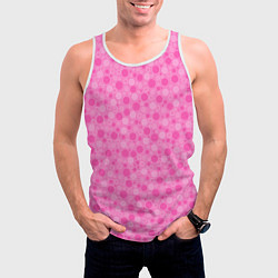 Майка-безрукавка мужская Малиново розовые пузыри и горохи, цвет: 3D-белый — фото 2