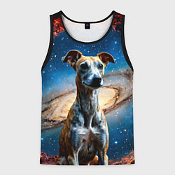 Майка-безрукавка мужская Уиппет в космосе, цвет: 3D-черный