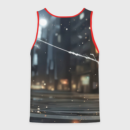 Мужская майка без рукавов Человек-паук запускает паутину / 3D-Красный – фото 2