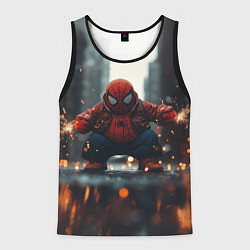 Майка-безрукавка мужская Толстый злой человек-паук, цвет: 3D-черный