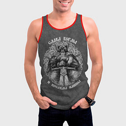 Майка-безрукавка мужская Велес с мечом - слава богам и предкам, цвет: 3D-красный — фото 2