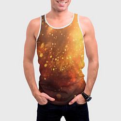 Майка-безрукавка мужская Золотая блестящая текстура, цвет: 3D-белый — фото 2