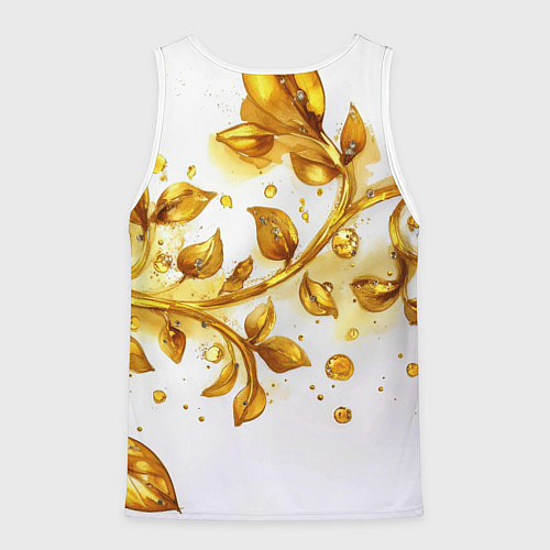 Мужская майка без рукавов Золотые листья на белом / 3D-Белый – фото 2