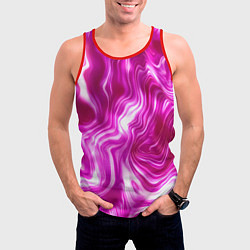 Майка-безрукавка мужская Завихрения - оттенки розового и белого, цвет: 3D-красный — фото 2