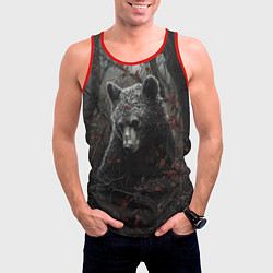Майка-безрукавка мужская Бурый мишка в дремучем лесу, цвет: 3D-красный — фото 2