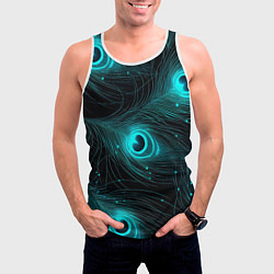Майка-безрукавка мужская Светящиеся перья павлина паттерн, цвет: 3D-белый — фото 2