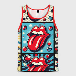 Майка-безрукавка мужская Rolling Stones logo - pop art, цвет: 3D-красный