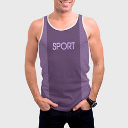 Майка-безрукавка мужская Sport фиолетовый, цвет: 3D-белый — фото 2