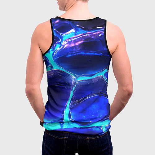 Мужская майка без рукавов Объемные плиты в неоновом свечение / 3D-Черный – фото 4