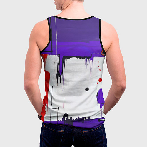 Мужская майка без рукавов Пурпурный зловещий череп / 3D-Черный – фото 4