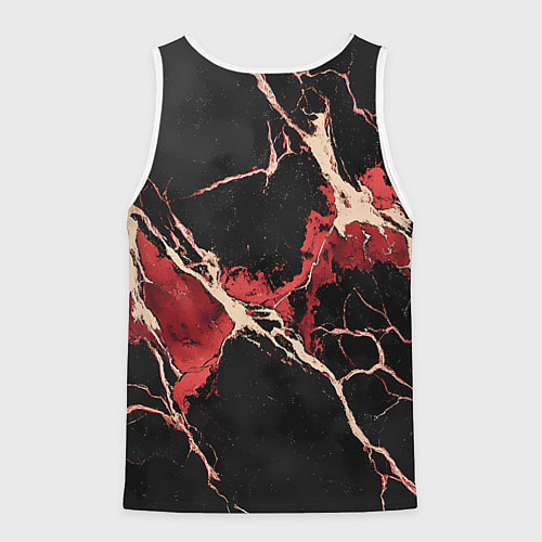 Мужская майка без рукавов Красно-черная потертая текстура / 3D-Белый – фото 2