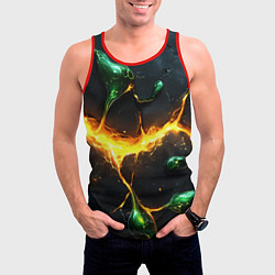 Майка-безрукавка мужская Разлом текстуры с зеленой слизью, цвет: 3D-красный — фото 2