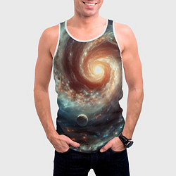 Майка-безрукавка мужская Далёкая неоновая галактика - нейросеть, цвет: 3D-белый — фото 2