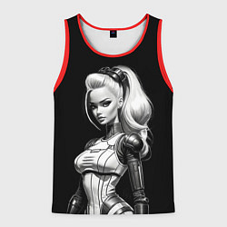 Майка-безрукавка мужская Барби - киберпанк нейроарт, цвет: 3D-красный