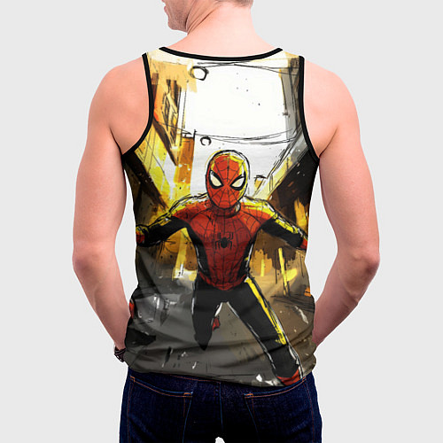 Мужская майка без рукавов Бегущий человек - паук / 3D-Черный – фото 4