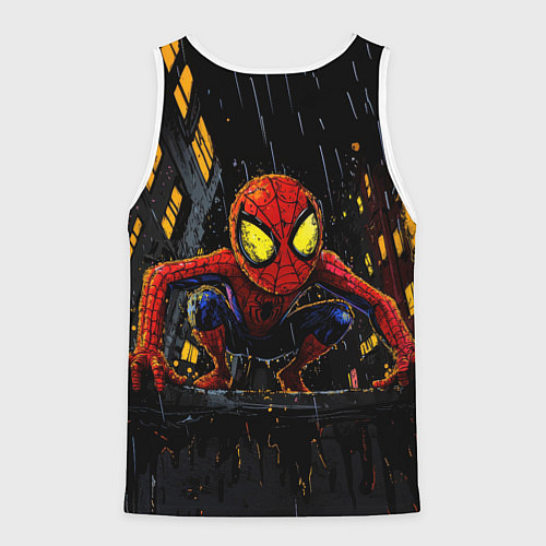 Мужская майка без рукавов Маленький человек-паук с желтыми глазами / 3D-Белый – фото 2