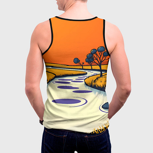 Мужская майка без рукавов Арт с фантастическим пейзажем / 3D-Черный – фото 4