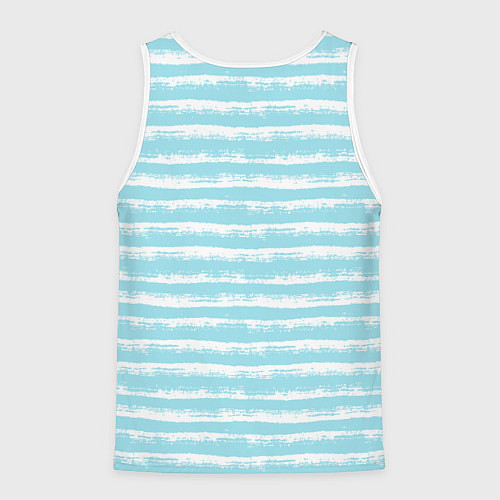 Мужская майка без рукавов Бело-голубой полосатый паттерн / 3D-Белый – фото 2