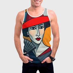 Майка-безрукавка мужская Дама с веером, цвет: 3D-белый — фото 2