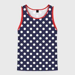 Майка-безрукавка мужская Синий в белый горошек, цвет: 3D-красный
