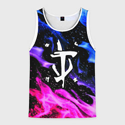 Майка-безрукавка мужская Doom flame neon, цвет: 3D-белый