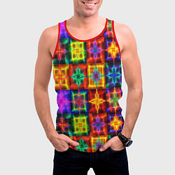 Майка-безрукавка мужская Неоновое стекло абстракция, цвет: 3D-красный — фото 2