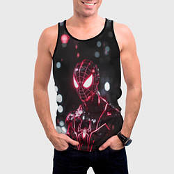 Майка-безрукавка мужская Человек-паук в красно-черном костюме, цвет: 3D-черный — фото 2