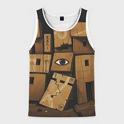 Майка-безрукавка мужская Коробки и глаз, цвет: 3D-белый