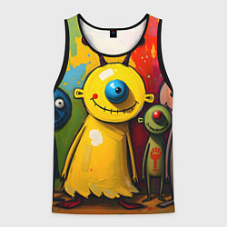 Майка-безрукавка мужская Арт с человечками, цвет: 3D-черный