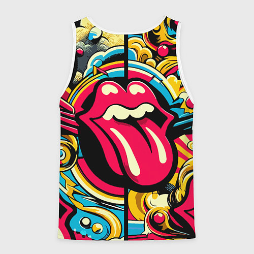 Мужская майка без рукавов Rolling Stones logo - pop art pattern / 3D-Белый – фото 2