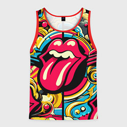 Майка-безрукавка мужская Rolling Stones logo - pop art pattern, цвет: 3D-красный