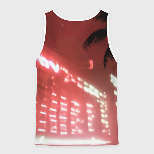 Мужская майка без рукавов Бэтмен красный ночной город / 3D-Белый – фото 2