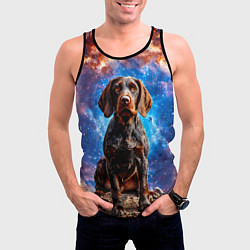 Майка-безрукавка мужская Дратхаар в космосе, цвет: 3D-черный — фото 2
