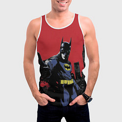 Майка-безрукавка мужская Бэтмен показывает класс, цвет: 3D-белый — фото 2