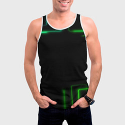 Майка-безрукавка мужская Black green color, цвет: 3D-белый — фото 2