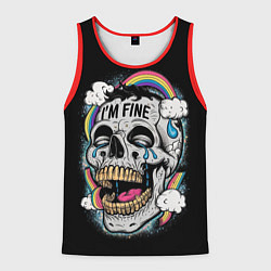 Майка-безрукавка мужская Skull and rainbow - im fine, цвет: 3D-красный