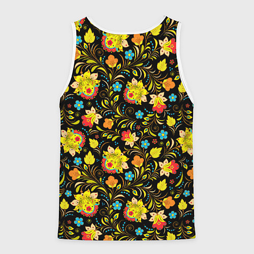 Мужская майка без рукавов Хохлома цветы / 3D-Белый – фото 2