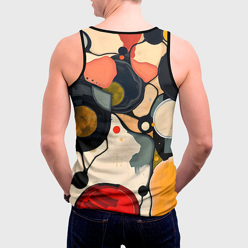 Мужская майка без рукавов Абстракция с кругами и краской / 3D-Черный – фото 4