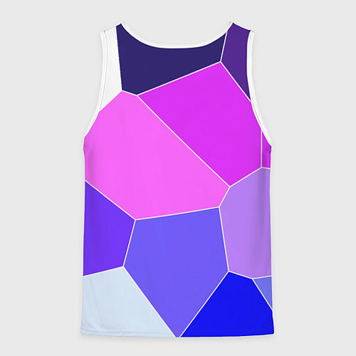 Мужская майка без рукавов Сине-розовый крупные фрагменты / 3D-Белый – фото 2