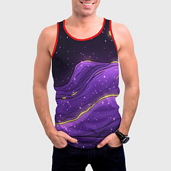 Майка-безрукавка мужская Фиолетовая текстура с золотыми звездочками, цвет: 3D-красный — фото 2