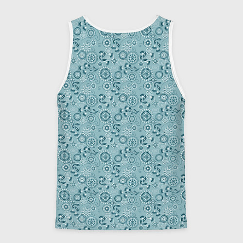 Мужская майка без рукавов Бирюзовый деревенский узор ретро / 3D-Белый – фото 2