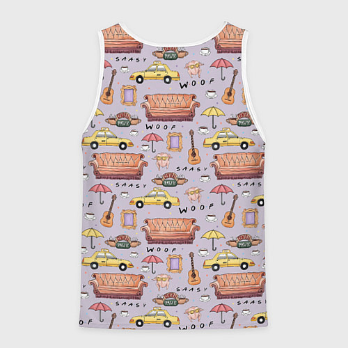 Мужская майка без рукавов Друзья - паттерн / 3D-Белый – фото 2