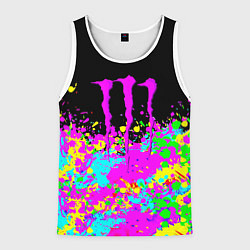 Майка-безрукавка мужская Monster energy краски неоновые, цвет: 3D-белый